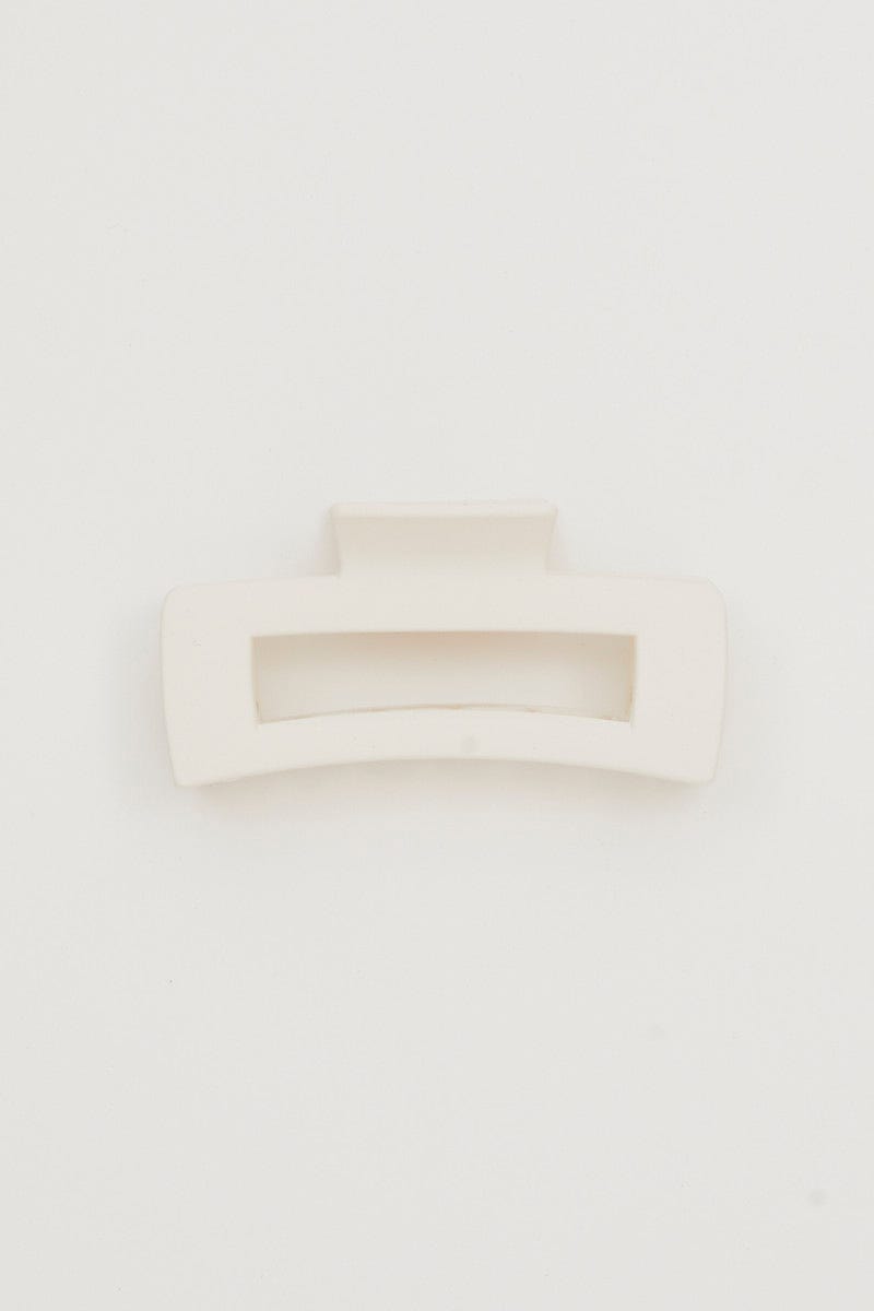 White Matt Square Shaped Hair Claw For Women By You And All