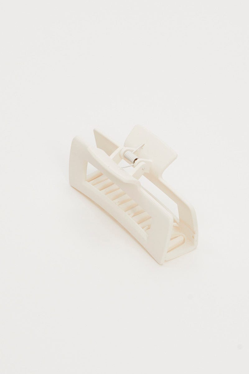 White Matt Square Shaped Hair Claw For Women By You And All