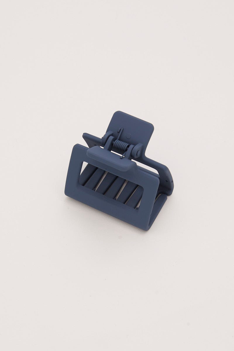 Blue Matte Rectangle Claw Clip For Women By You And All
