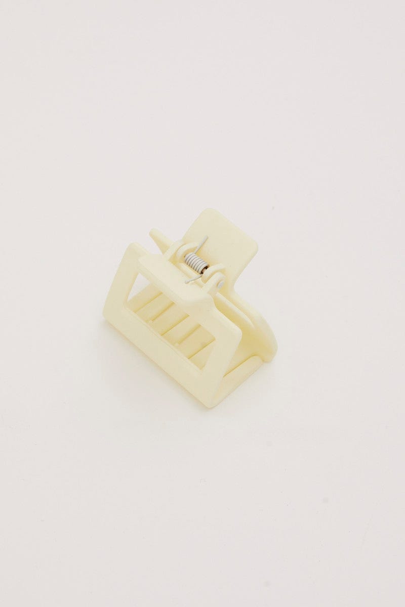 White Matte Rectangle Claw Clip For Women By You And All