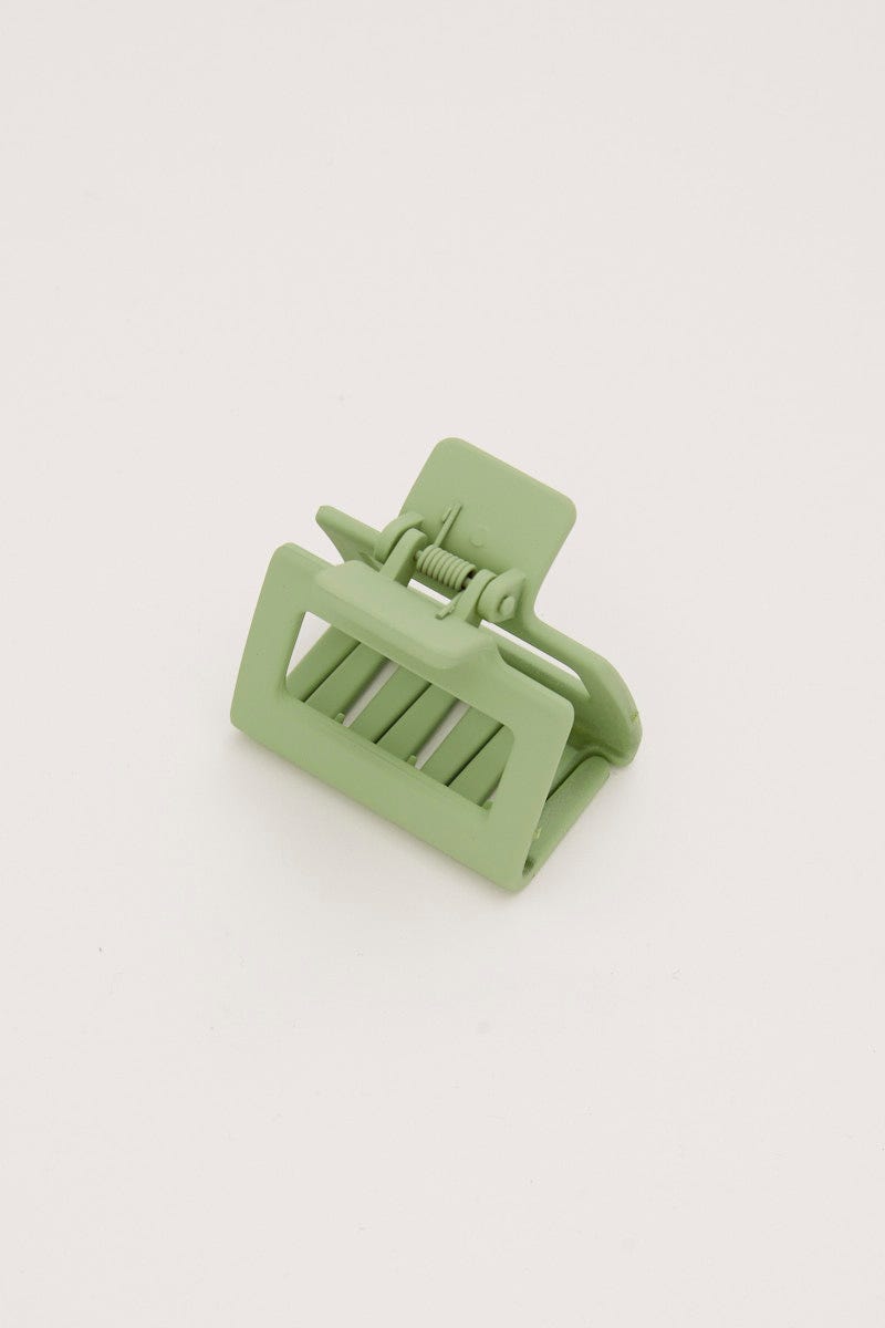 Green Matte Rectangle Claw Clip For Women By You And All