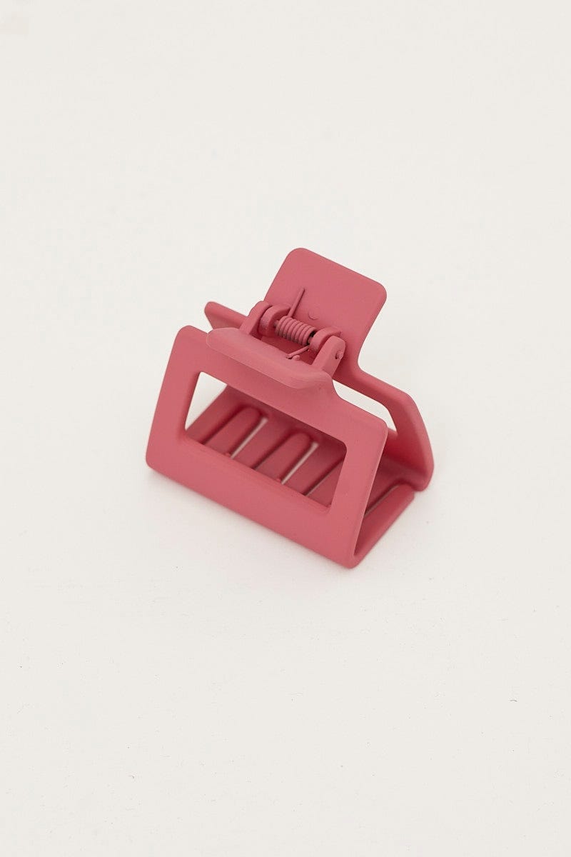 Pink Matte Rectangle Claw Clip for Women by You and All