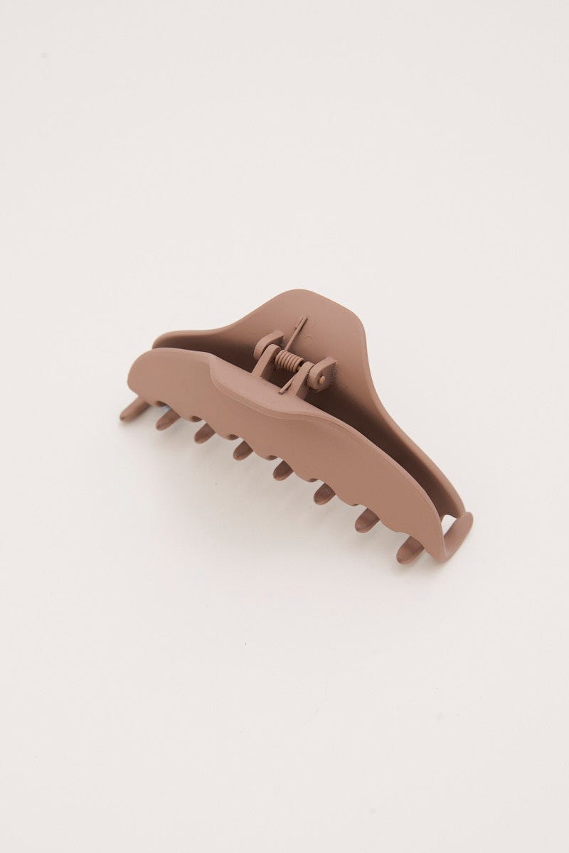 Brown Large Plain Claw Clip For Women By You And All