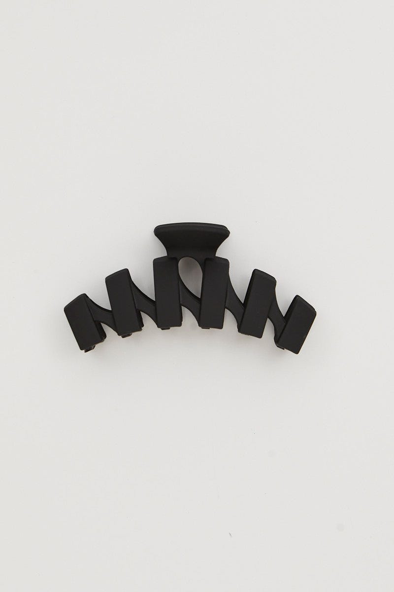 Black Matte Structured Hair Claw For Women By You And All