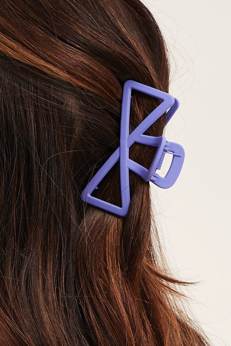 Purple Matte Bow Tie Hair Claw Clip for Women by You + All