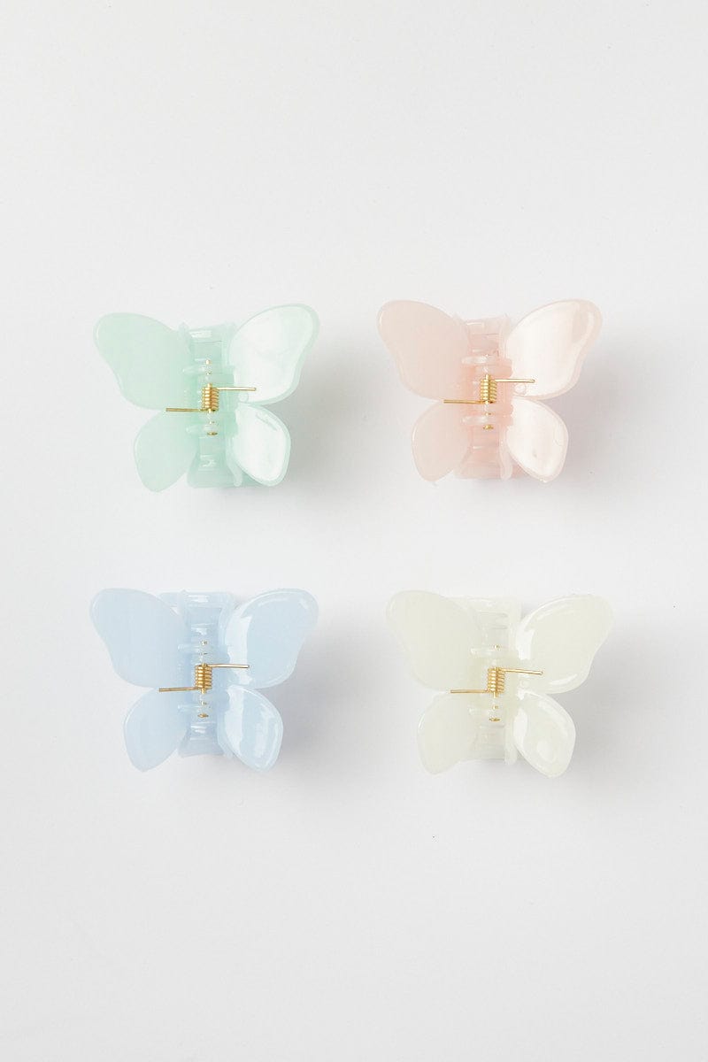 Multi Colour 4 Pack Butterfly Hair Claw Clip for YouandAll Fashion