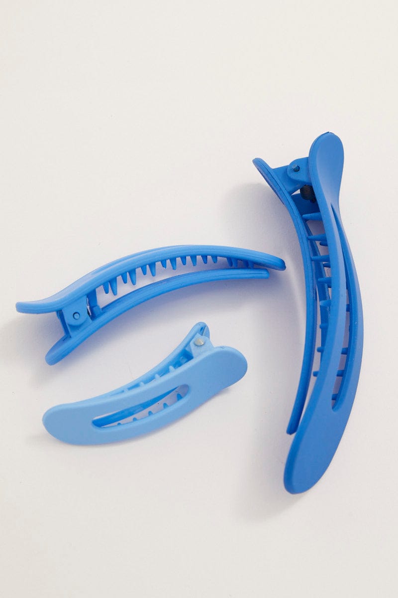 Blue Color Clips Blue 3 Pack Hair Clips | You & All