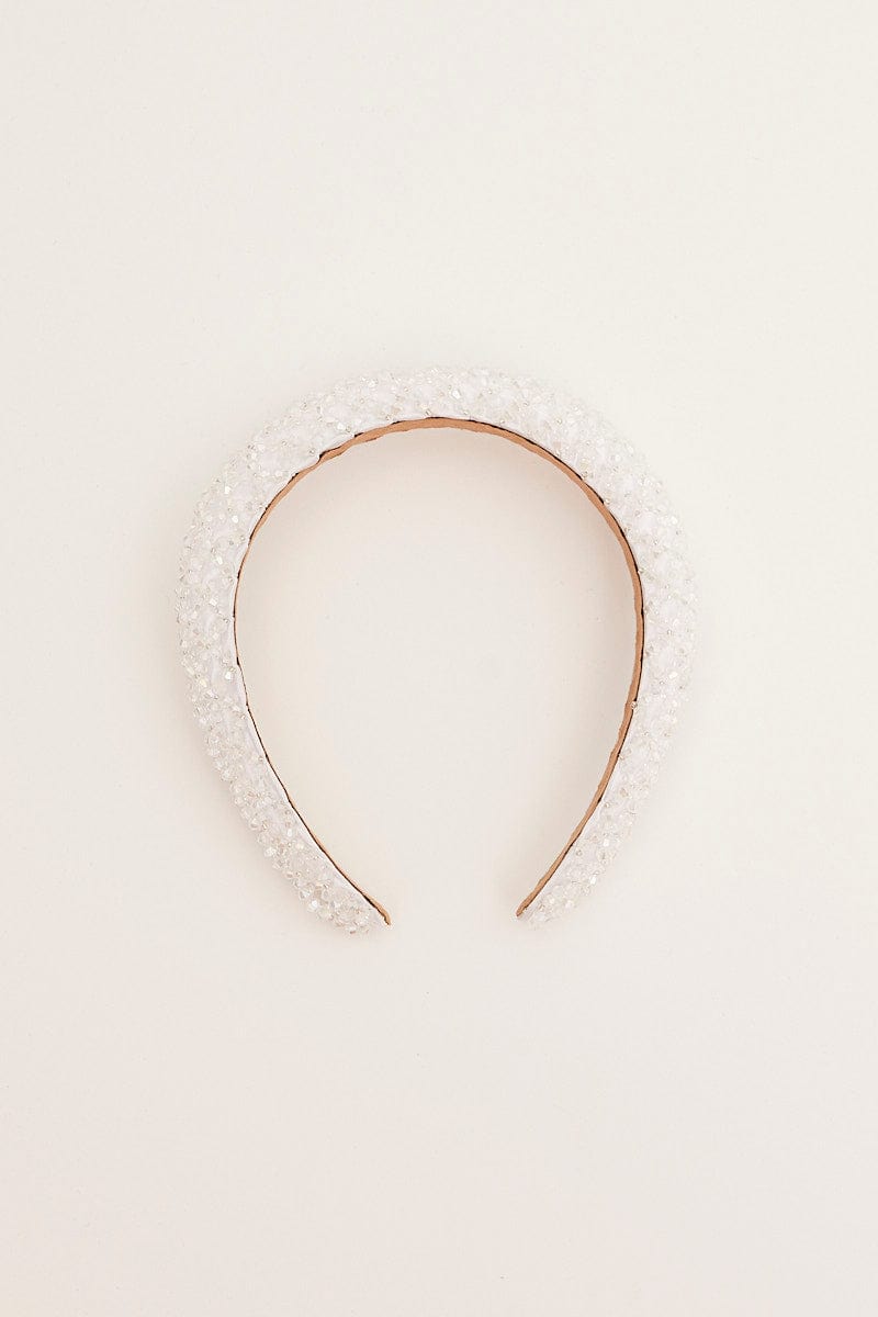 WHITE Crystal Decor Headband