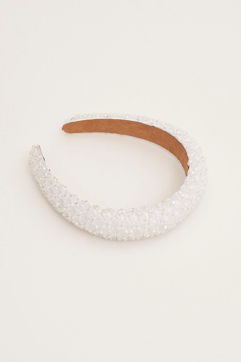 WHITE Crystal Decor Headband