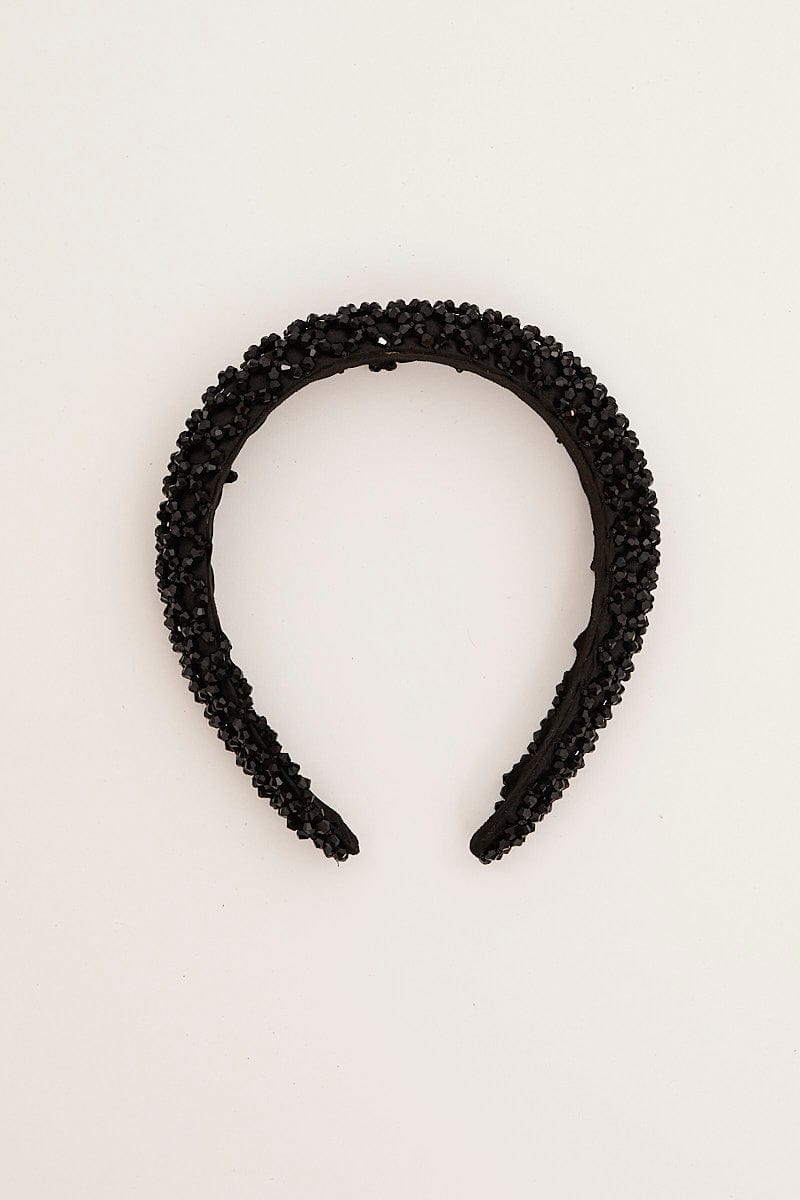 BLACK Crystal Decor Headband