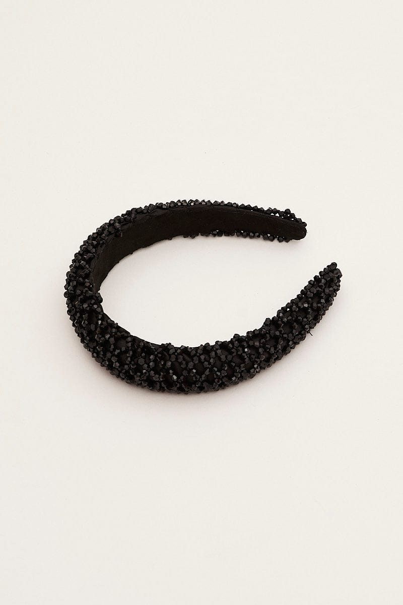 BLACK Crystal Decor Headband