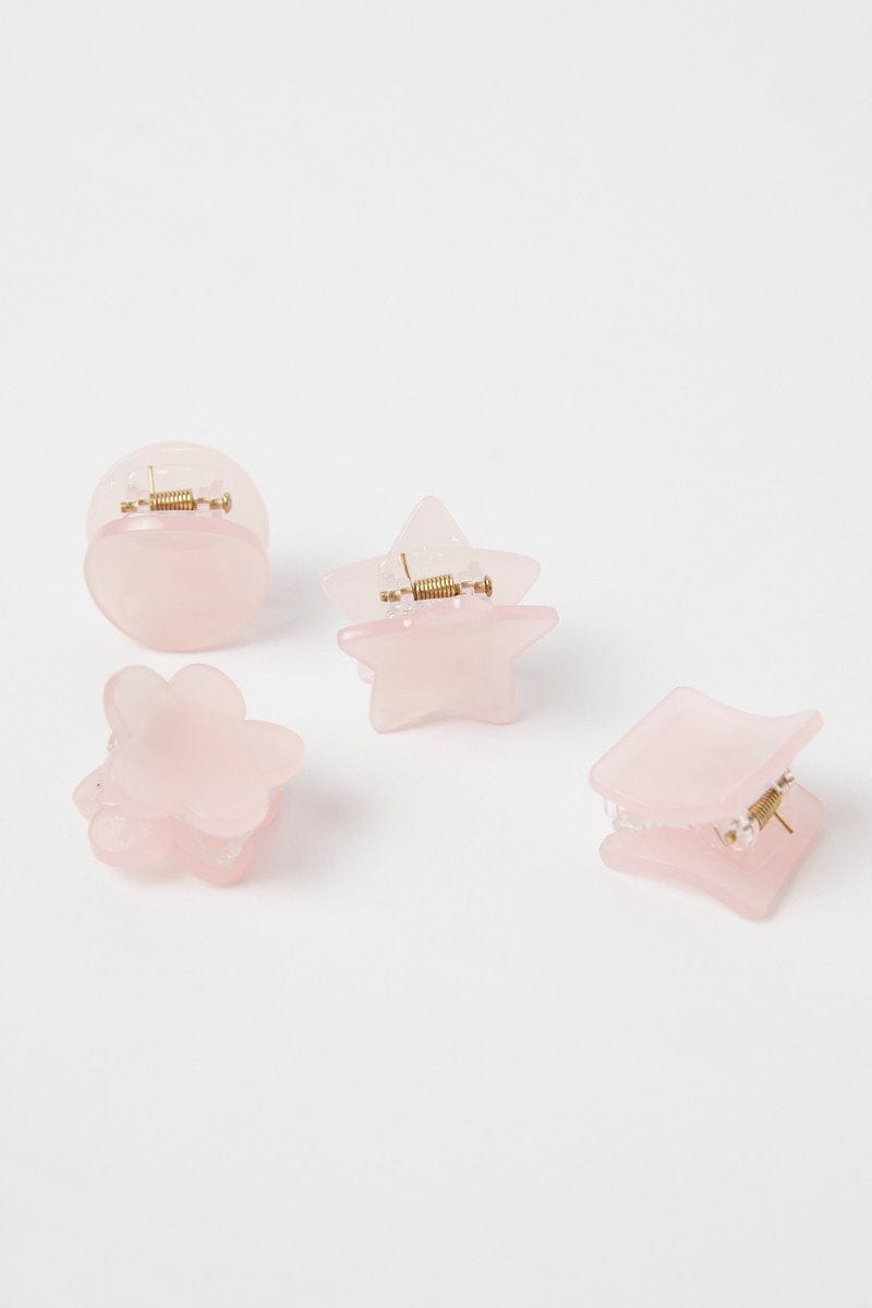 Pink 4 pcs Mix Shape Mini Claw Clips for YouandAll Fashion