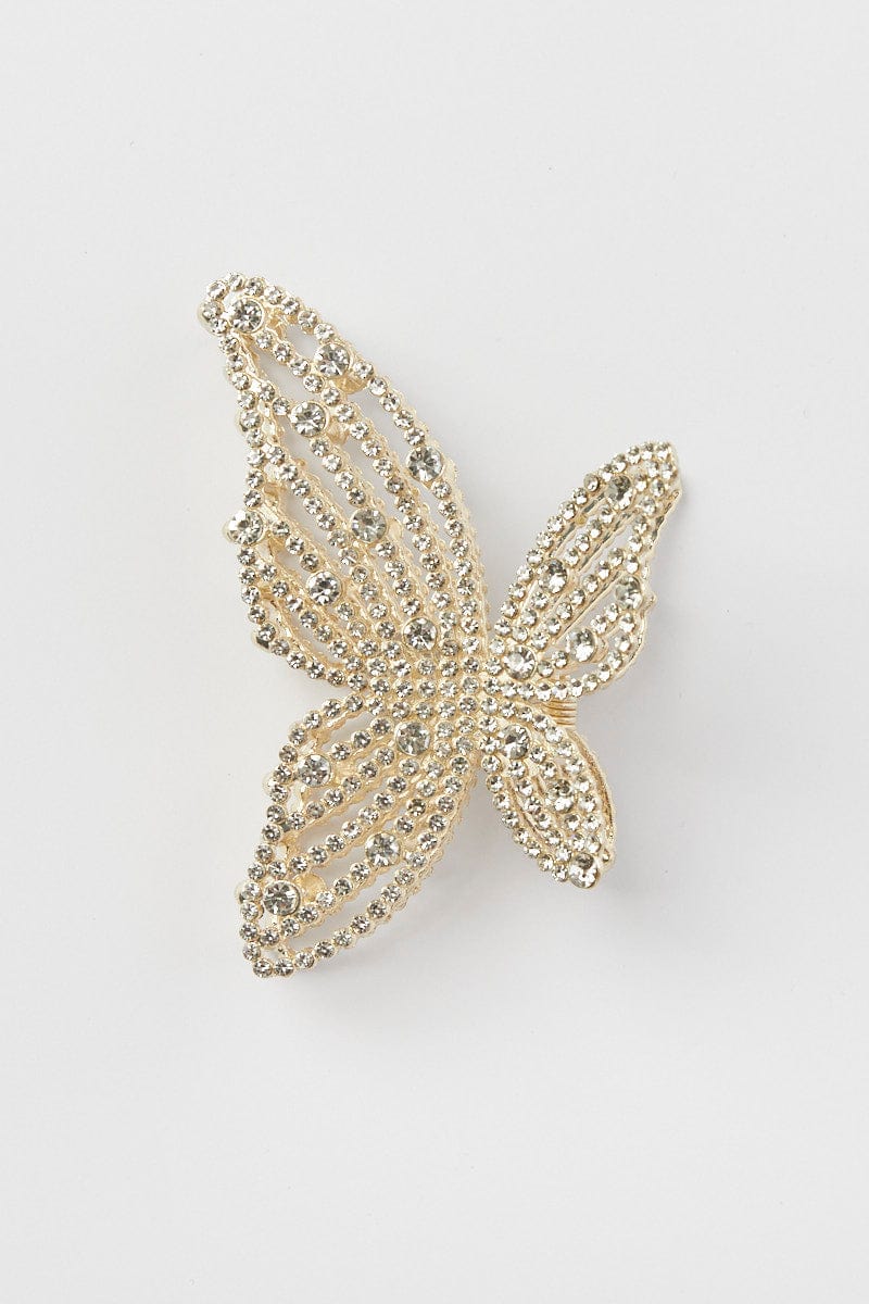 Yellow Rhinestone Butterfly Claw Clip for YouandAll Fashion