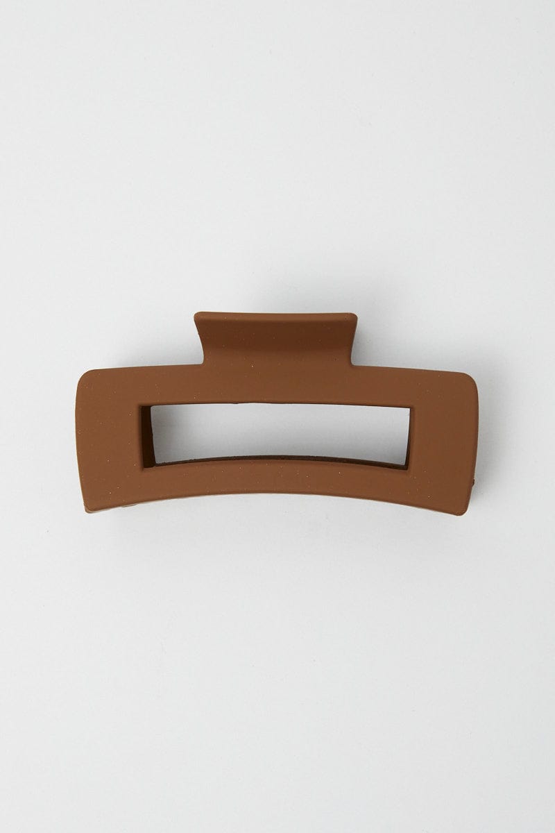 Brown Large Rectangle Claw Clip for YouandAll Fashion