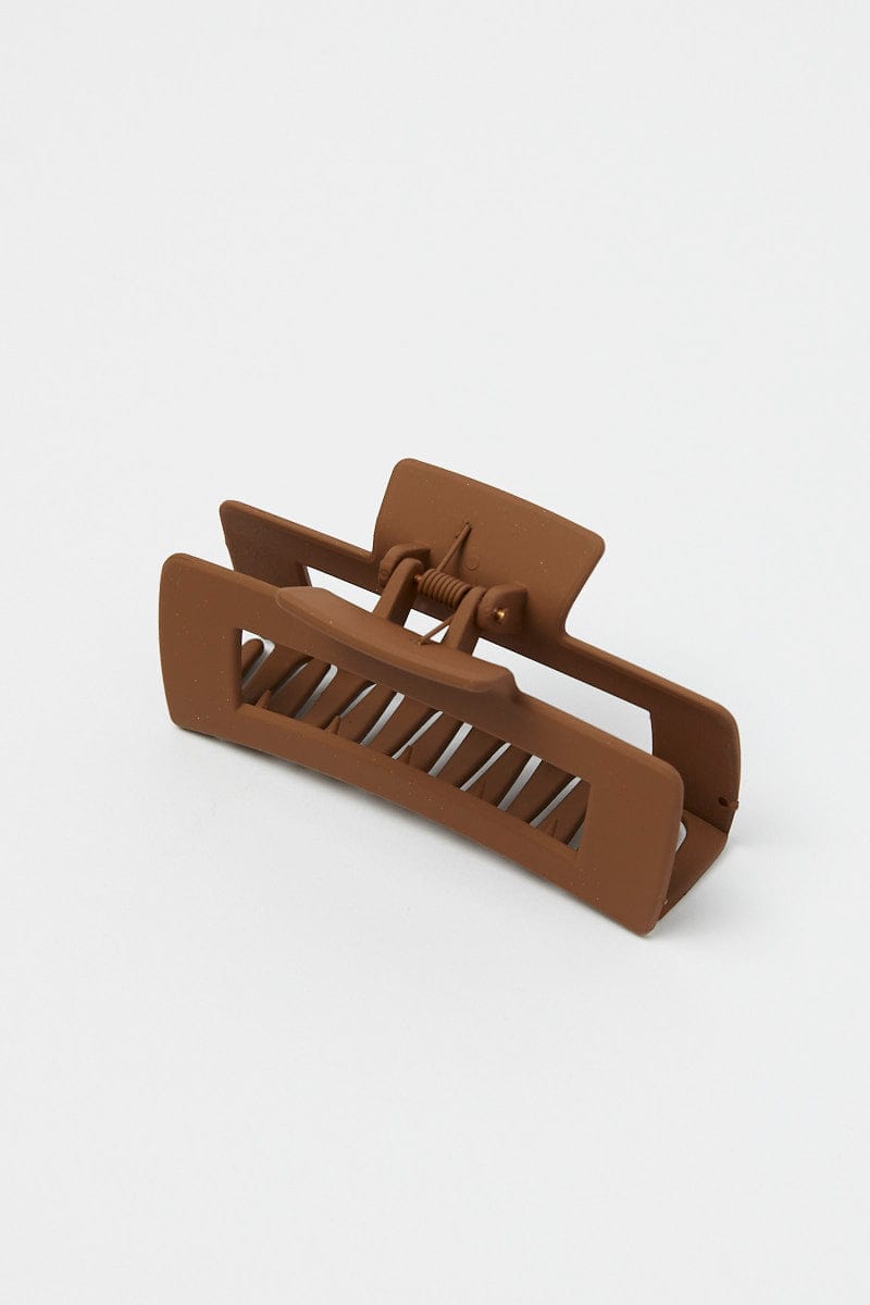 Brown Large Rectangle Claw Clip for YouandAll Fashion