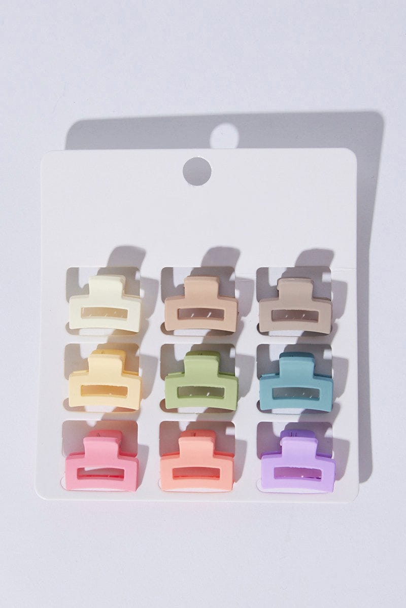 Multi 9 Pack Multi Rectangle Claw Clips for YouandAll Fashion