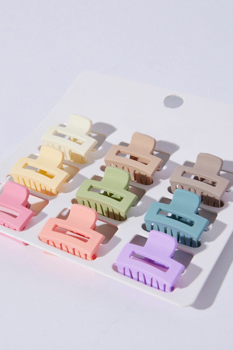 Multi 9 Pack Multi Rectangle Claw Clips for YouandAll Fashion