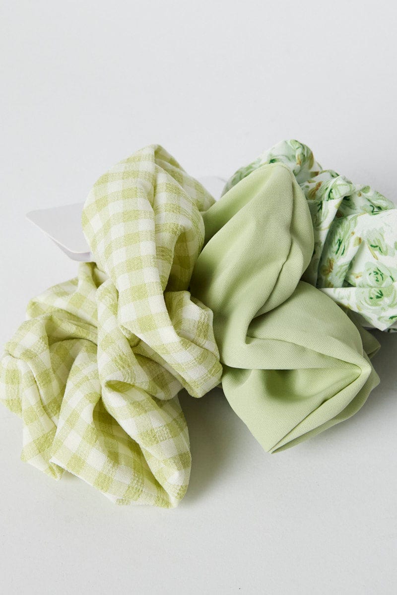Green 3 Pack Scrunchies for YouandAll Fashion