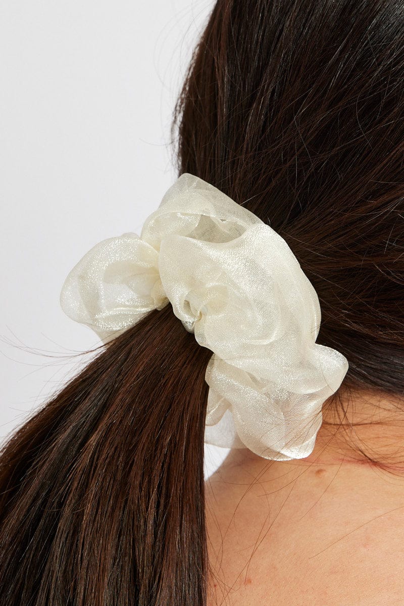 White Organza Scrunchie for YouandAll Fashion