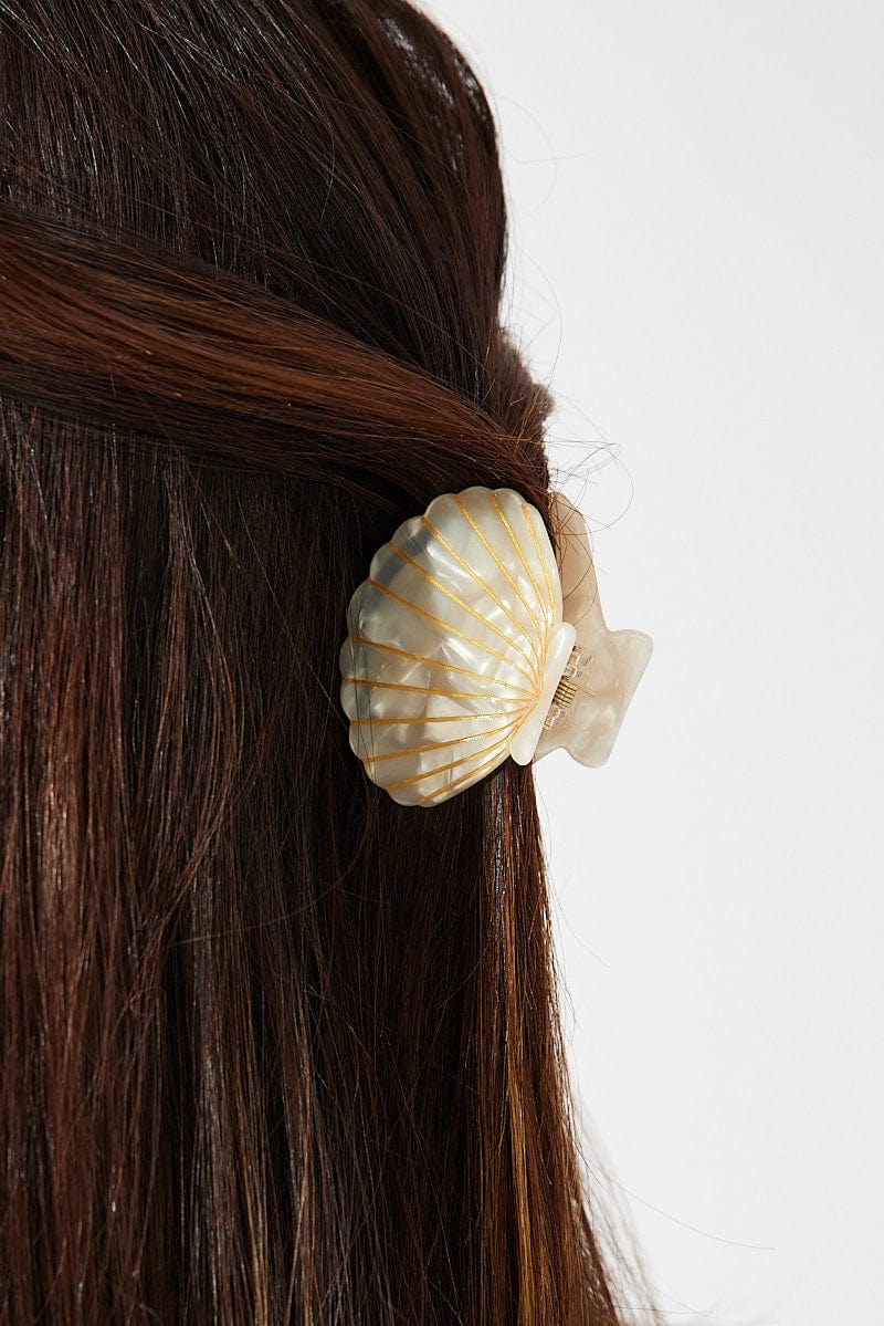 White Shell Hair Claw Clips for YouandAll Fashion