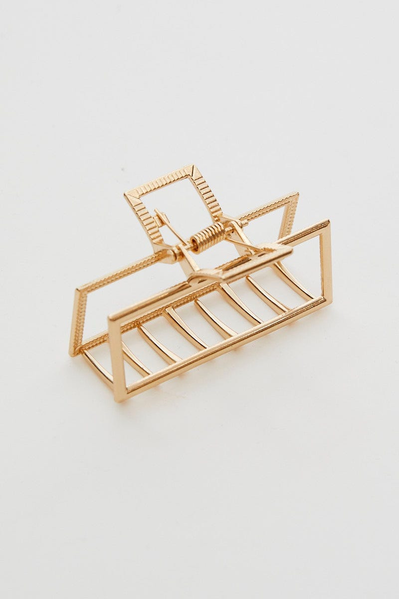 Metallic Rectangle Metal Claw Hair Clip For Women By You And All