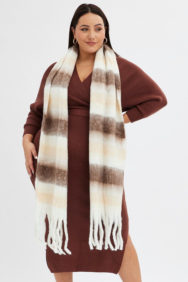 Beige Chunky Fluffy Tassel Scarf for YouandAll Fashion