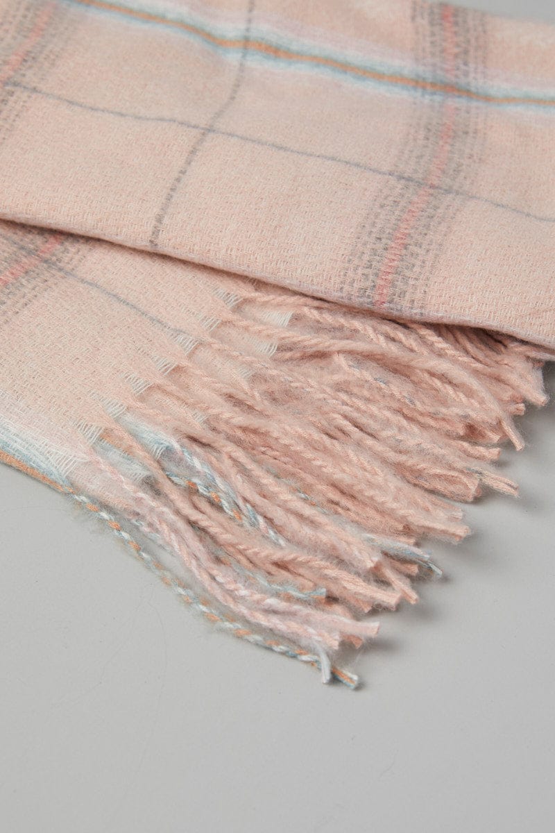 Pink Check Tassel Scarf for YouandAll Fashion