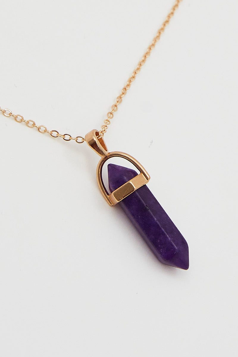 Purple Natural Stone Charm Necklace For Women By You And All