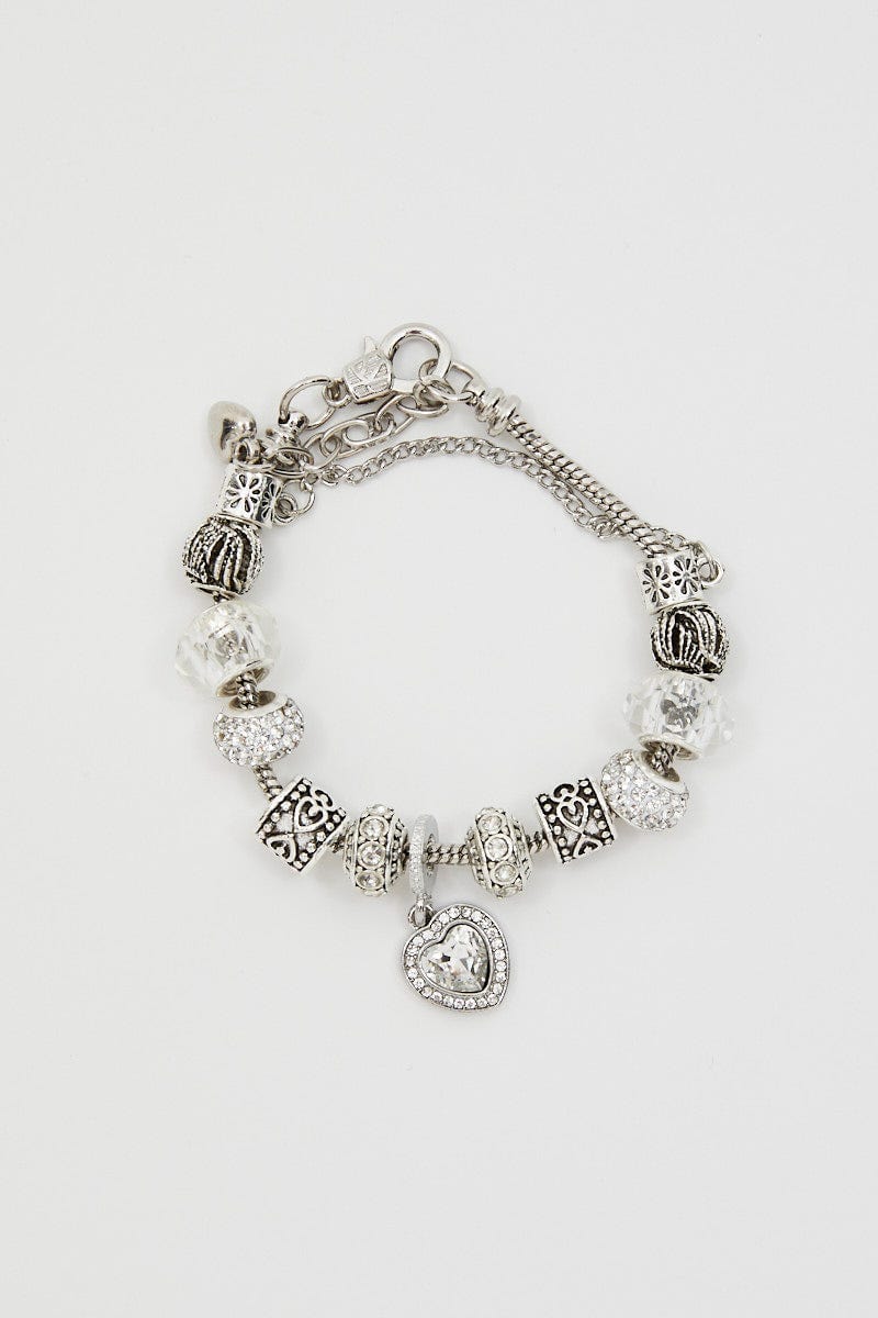 Metallic Plus Christmas Heart Charm Silver Plating Bracelet For Women By You And All