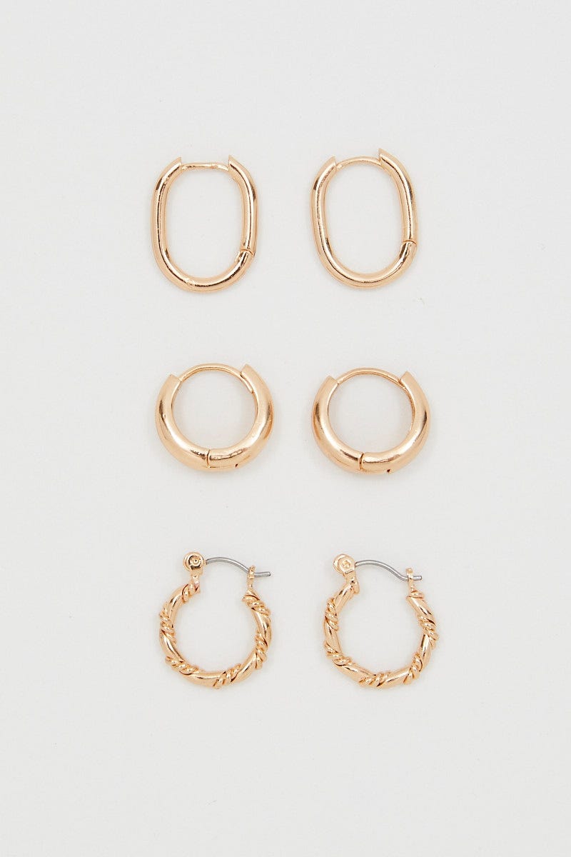 Metallic Plus 3 Pack Hoop Earrings For Women By You And All