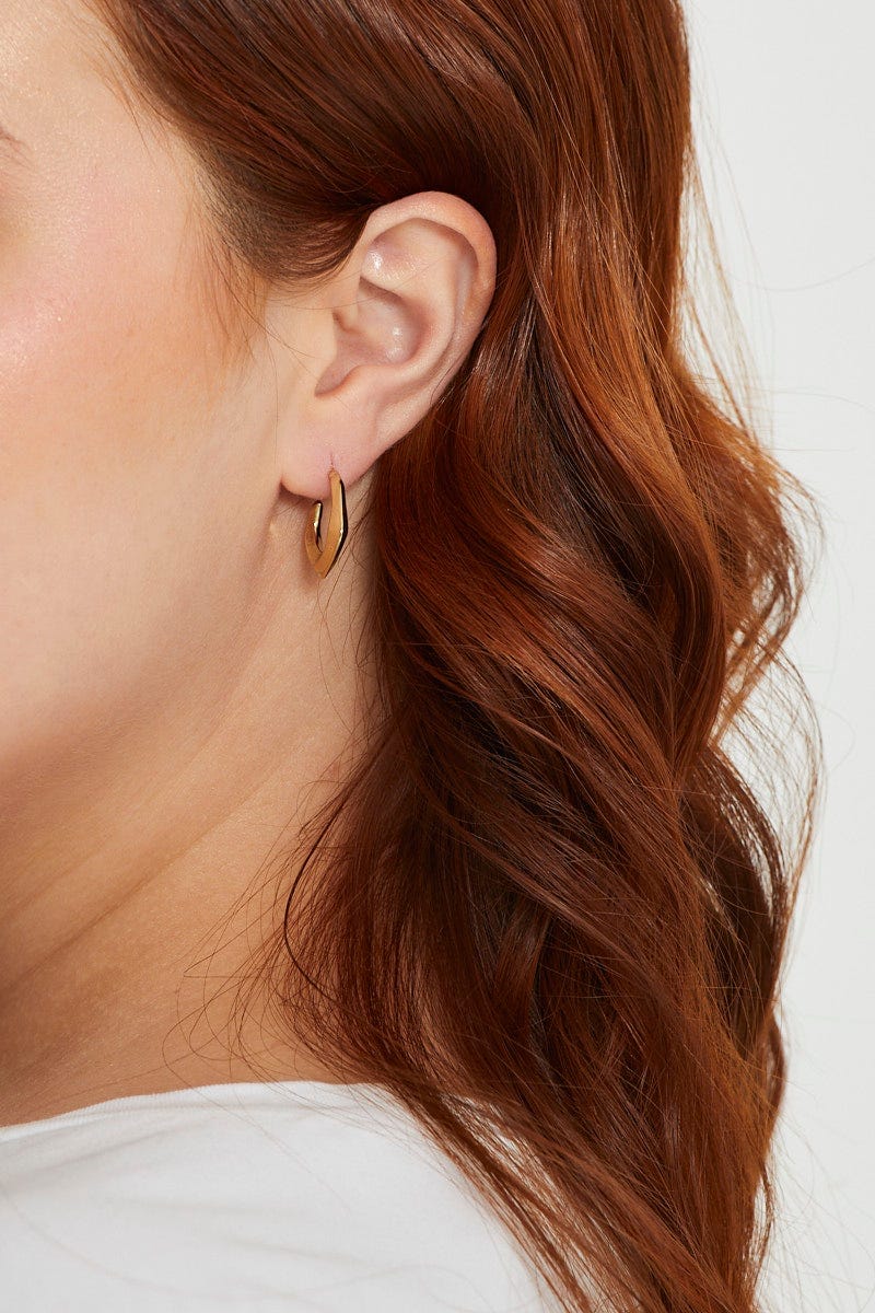 Metallic Plus Chunky Angled Hoop Earrings For Women By You And All