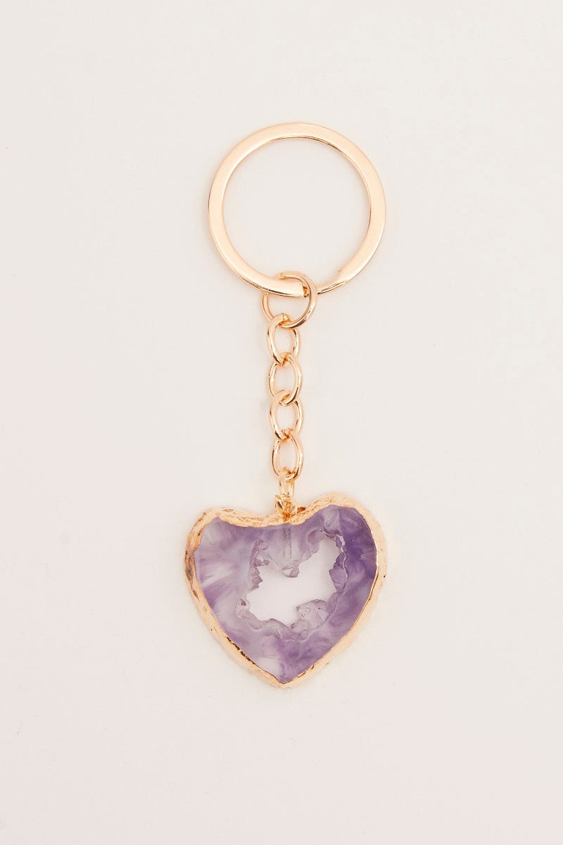 Purple Purple Stone Keyring For Women By You And All