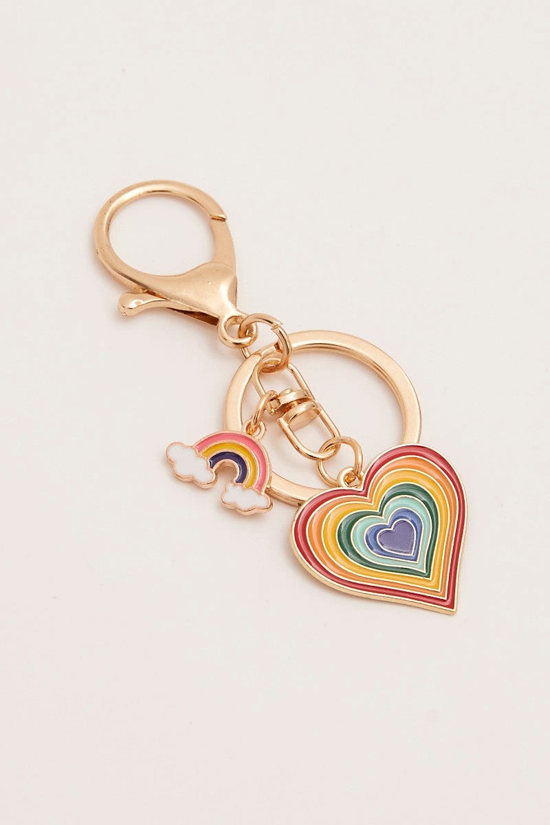 Multi Heart And Rainbow Bridge Keyring For Women By You And All