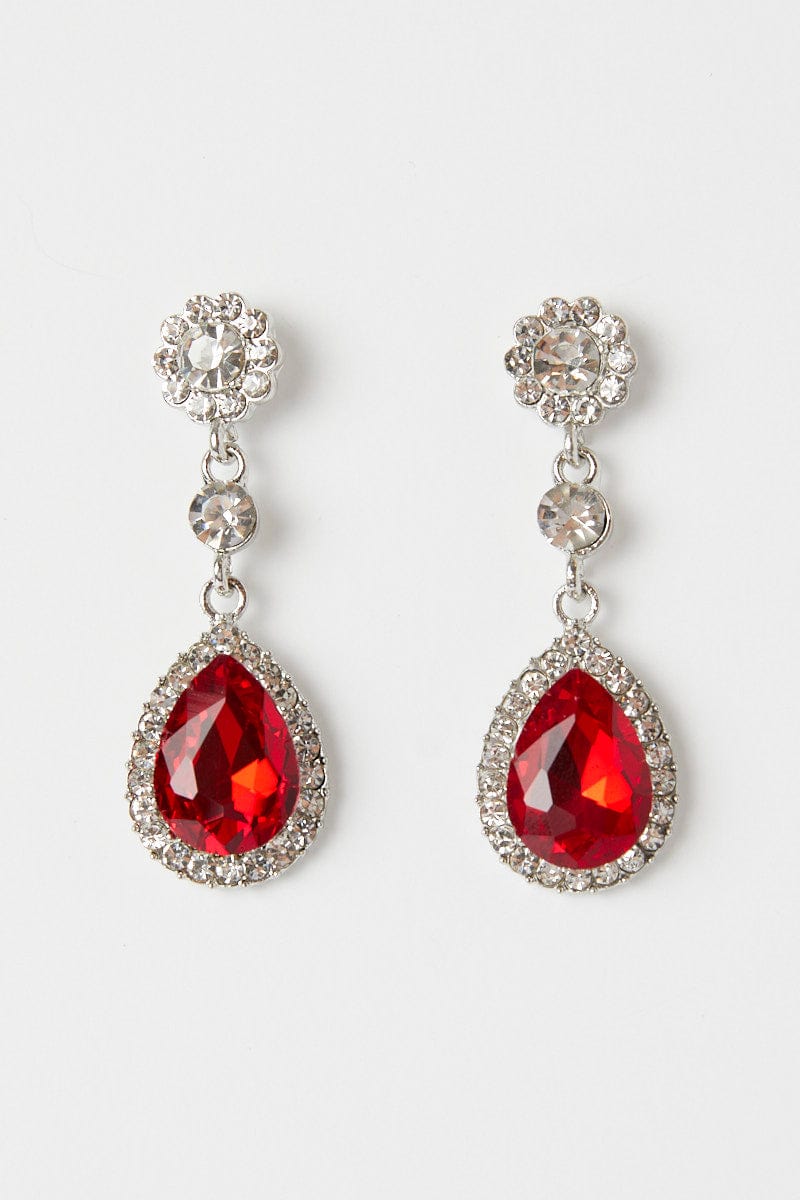 Red Crystal Drop Earrings for YouandAll Fashion