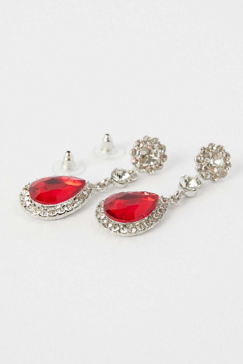 Red Crystal Drop Earrings for YouandAll Fashion