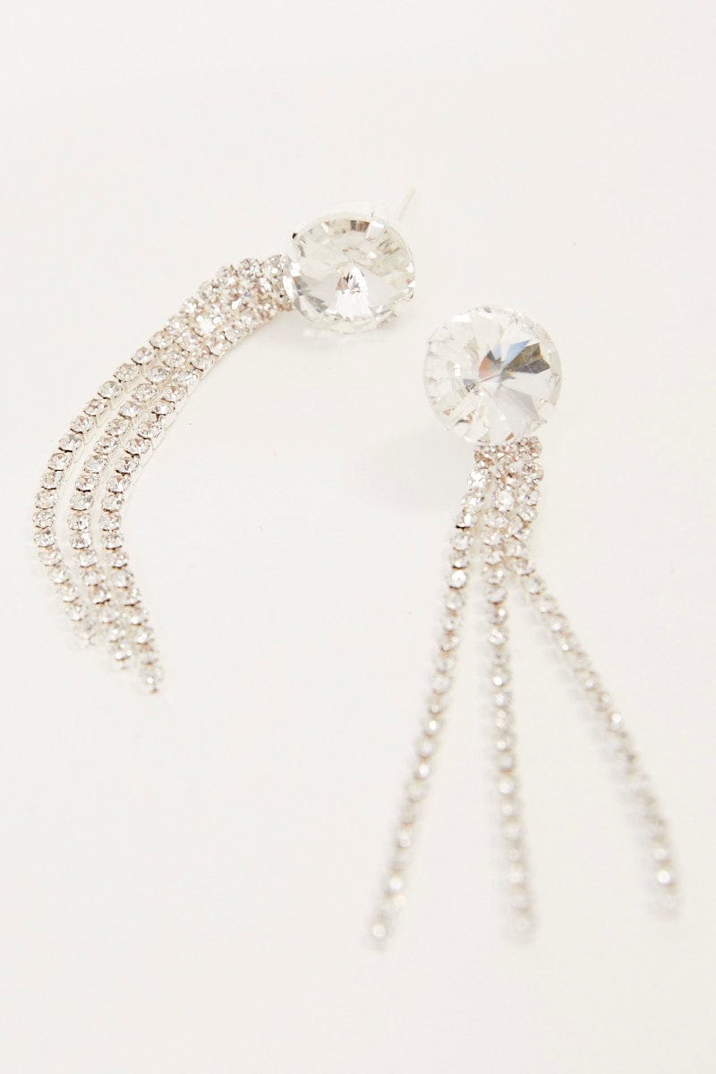 Silver Rhinestone Drop Earrings for YouandAll Fashion