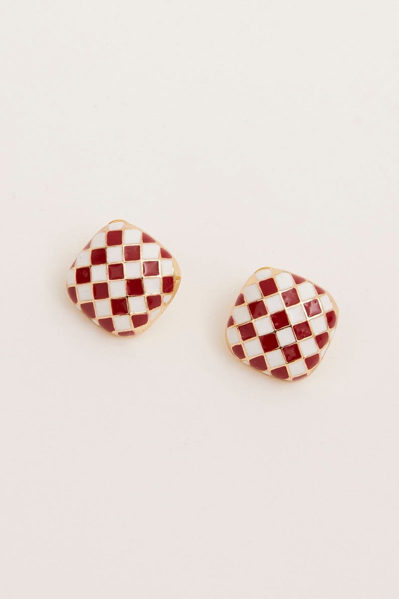 Check Check Square Earrings For Women By You And All