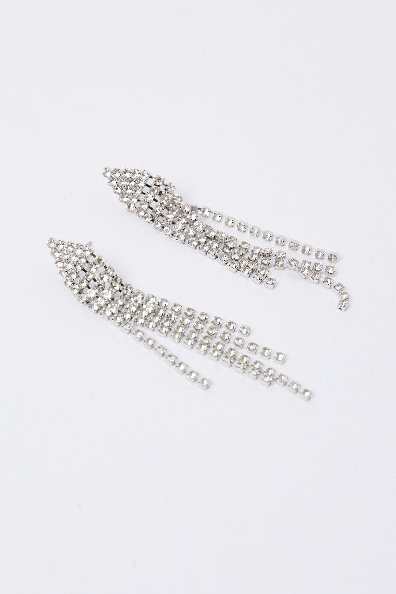 Silver Rhinestone Drop Earrings for YouandAll Fashion