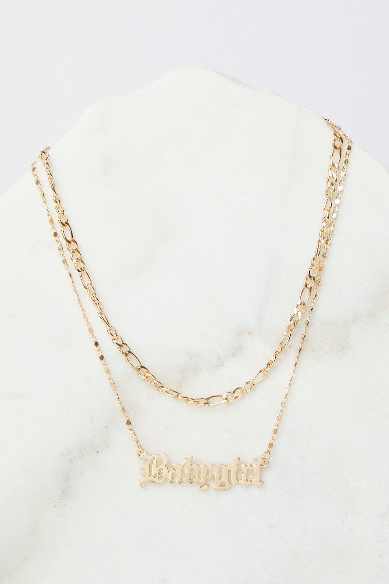 Gold Babygirl Layered Necklace for YouandAll Fashion