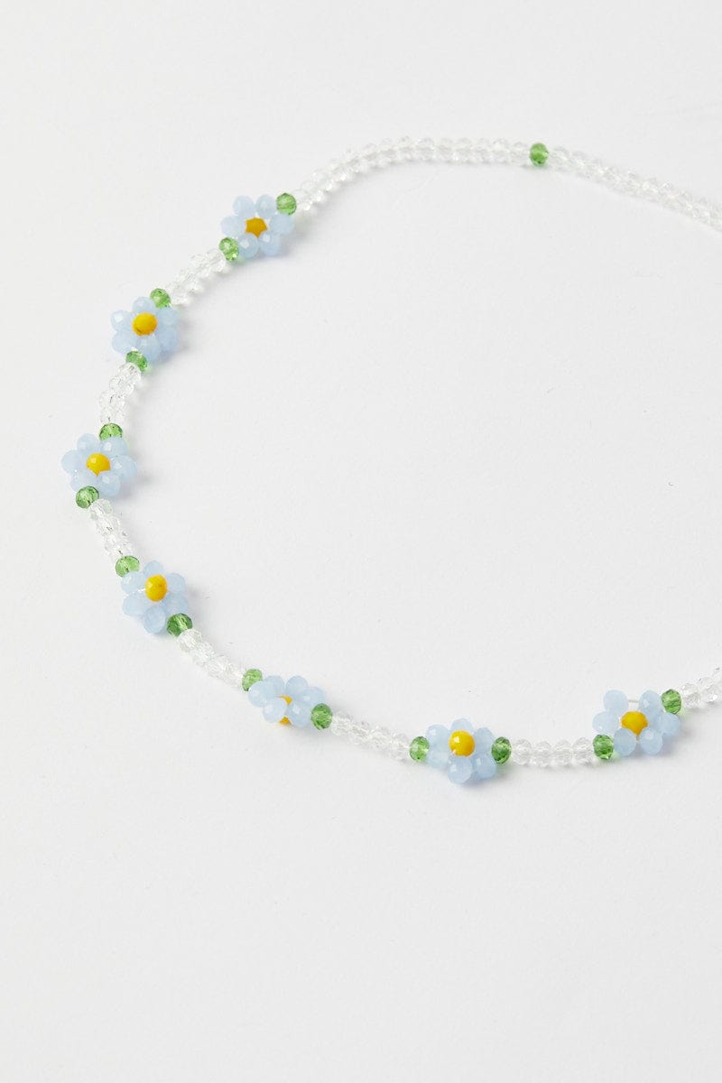 Blue Floral Beaded Necklace for YouandAll Fashion