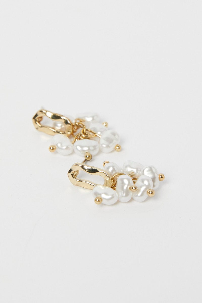 Gold Faux Pearl Earrings for YouandAll Fashion