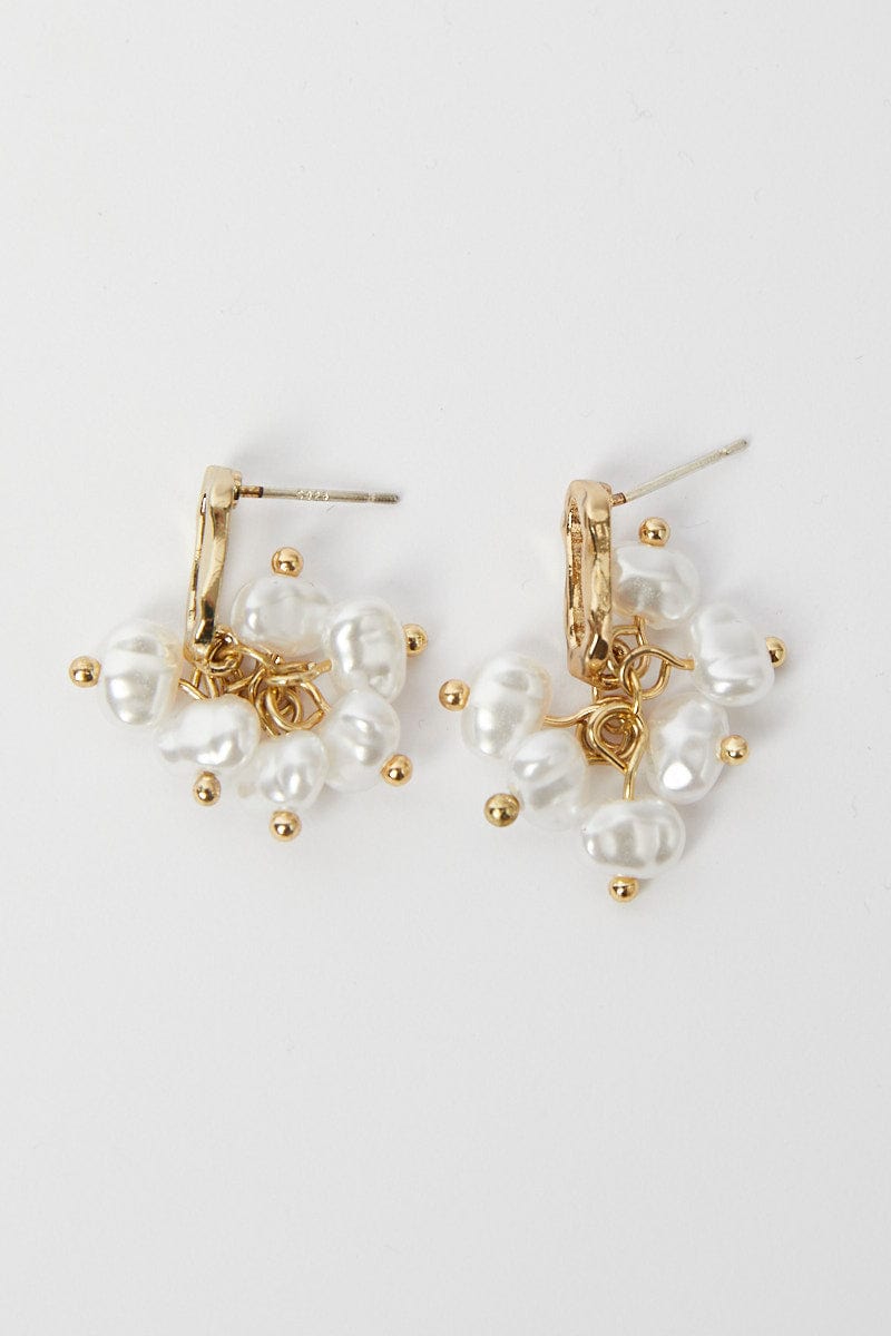 Gold Faux Pearl Earrings for YouandAll Fashion