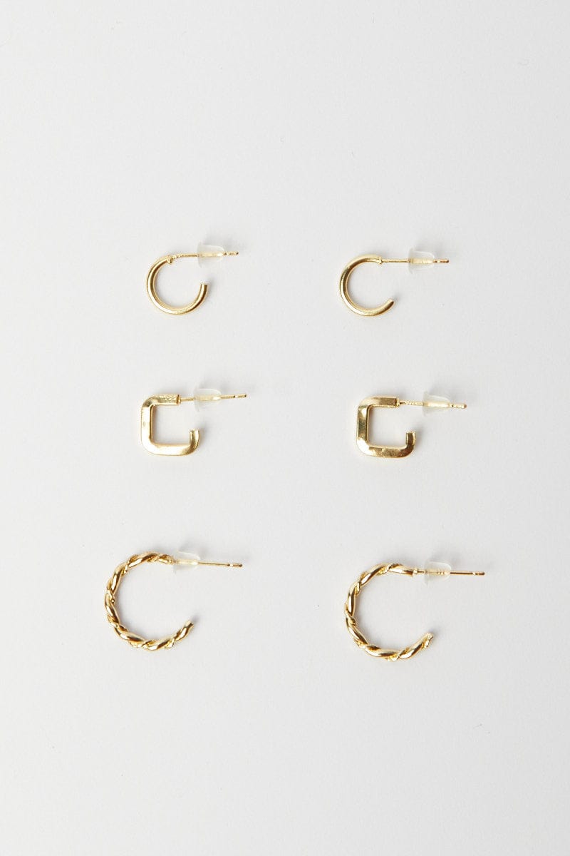 Gold 3 pack Hoop Earrings for YouandAll Fashion