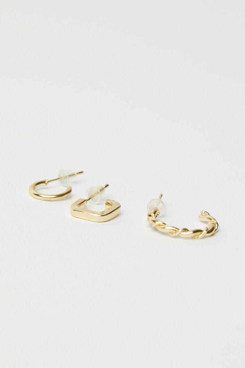 Gold 3 pack Hoop Earrings for YouandAll Fashion