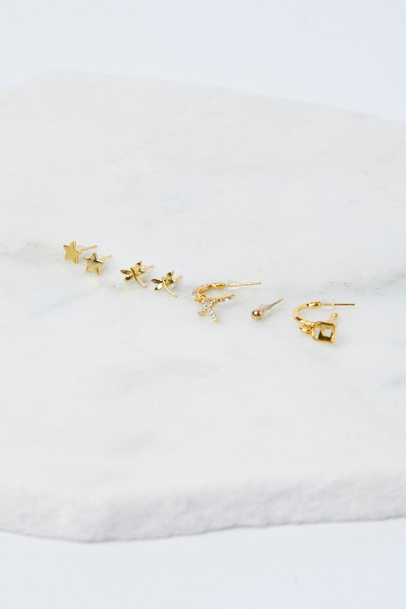 Gold 9 Pack Stud Earrings for YouandAll Fashion