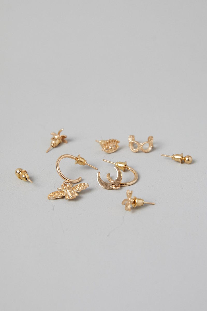 Gold 8 pack Stud Earrings for YouandAll Fashion