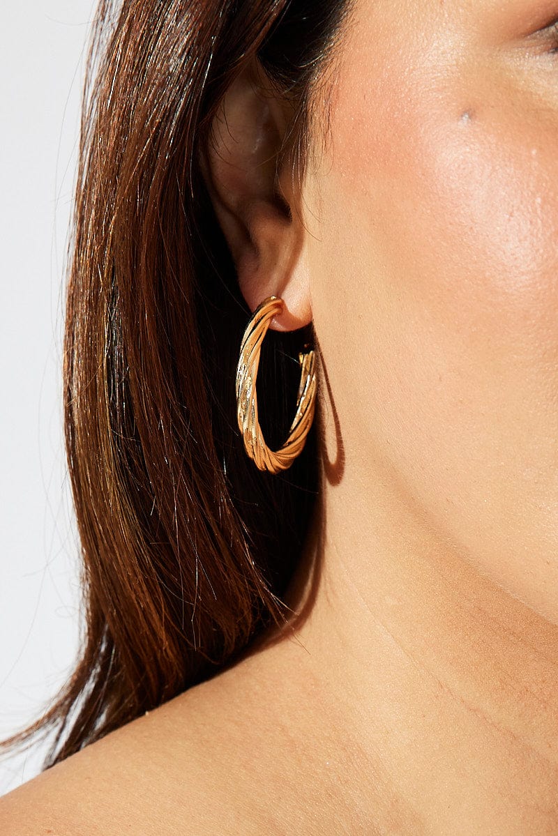 Gold Twist Hoop Earrings for YouandAll Fashion