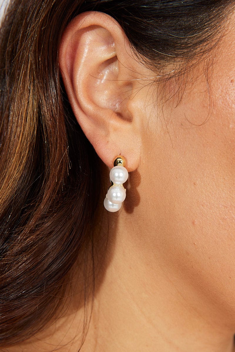 Gold Faux Pearl Earrings for YouandAll Fashion