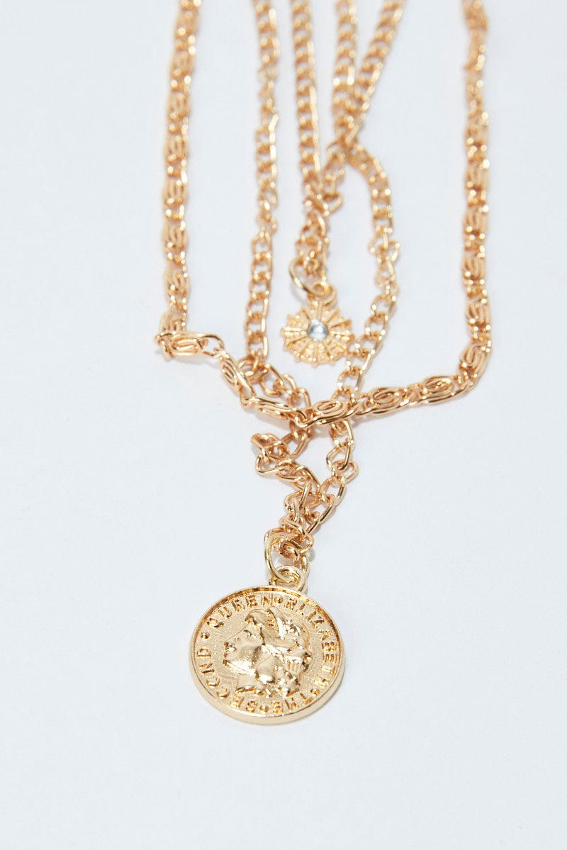 Gold Coin Pendent Layered Necklace for YouandAll Fashion
