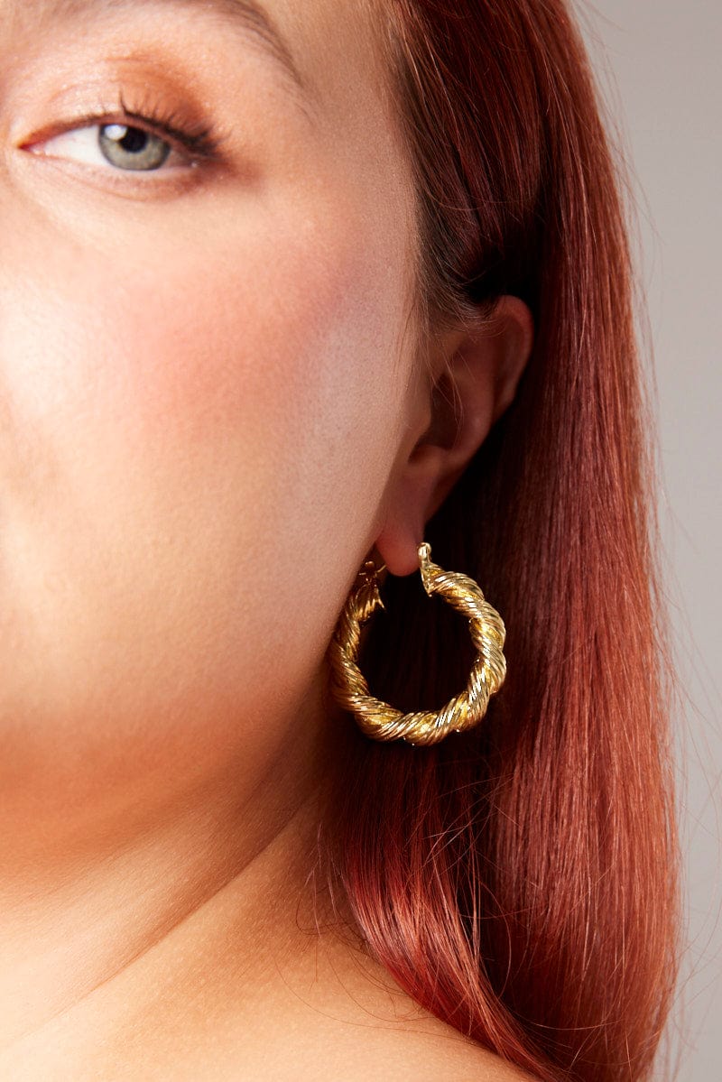 Gold Twist Hoop Earrings for YouandAll Fashion